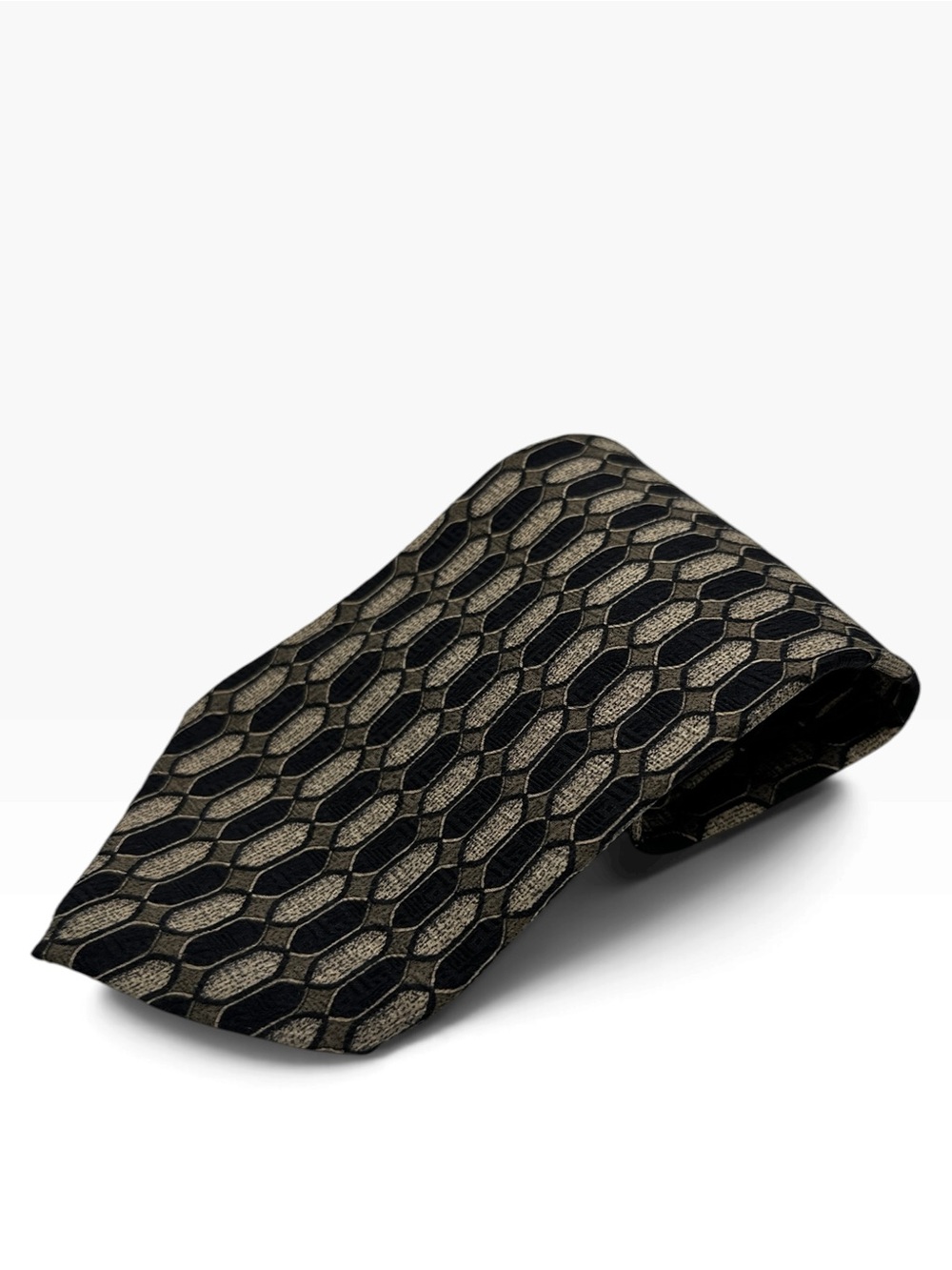 Kenneth Cole New York Black and Gold Patterned Men's Tie